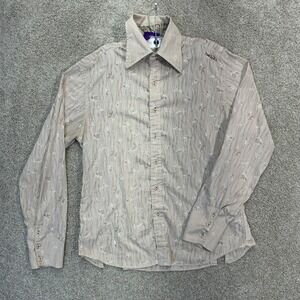 The Jimi Hendrix Experience Purple Label Mens M Button Up Shirt Floral Print Tan